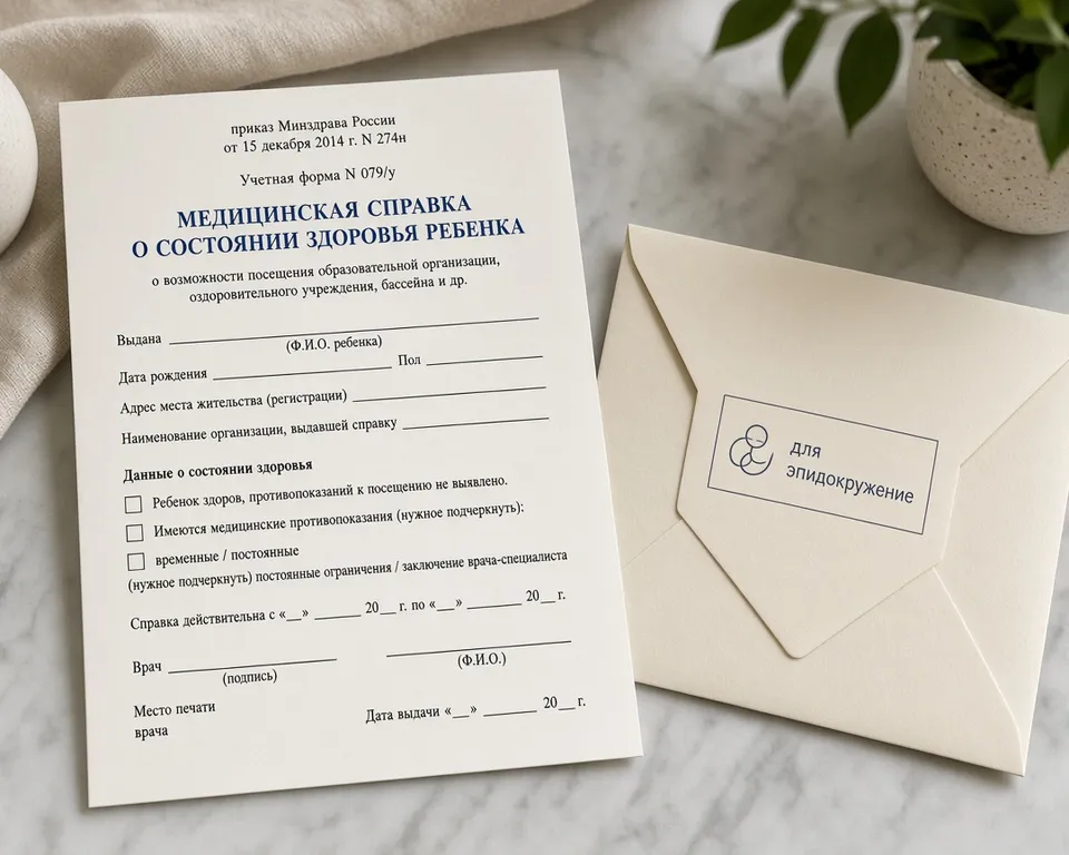 Документы ребёнка перед лагерем: справка 079/у и пакет по списку оздоровительной организации